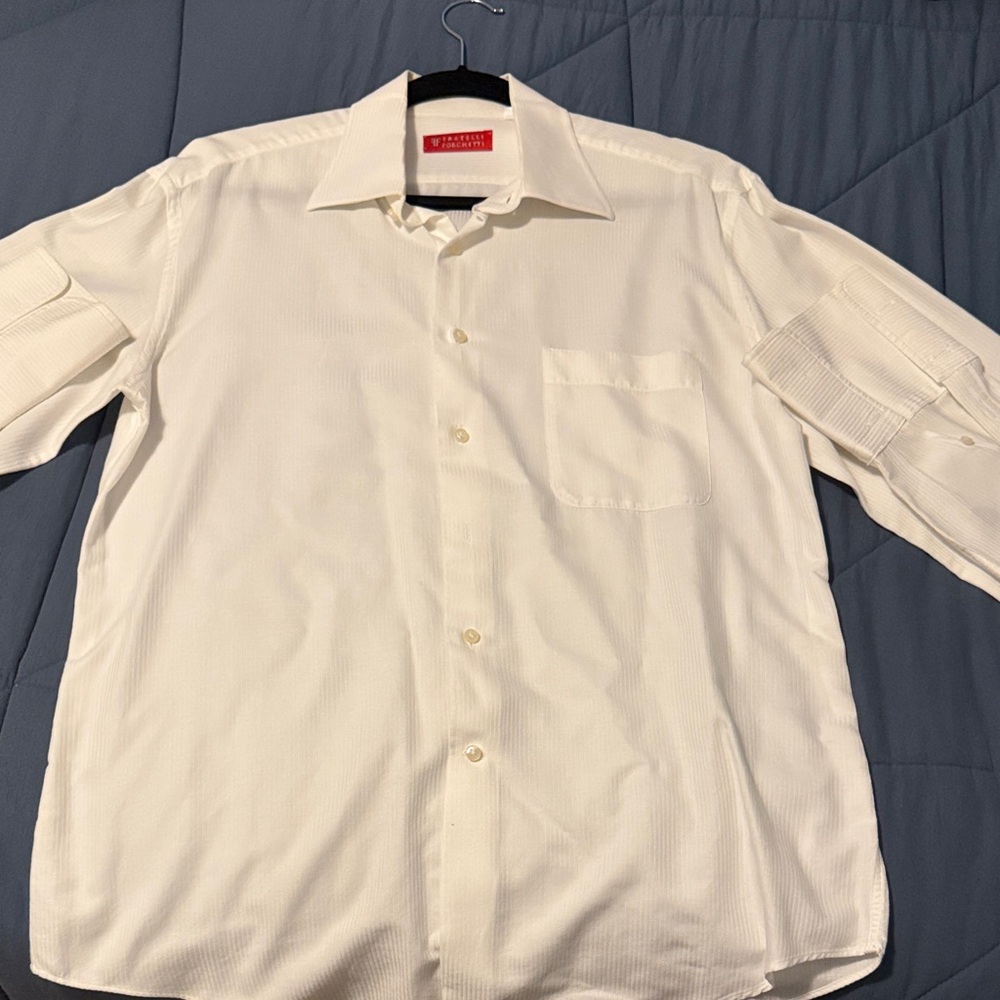 Fratelli Forchetti White Dress Shirt - Red Logo Tag